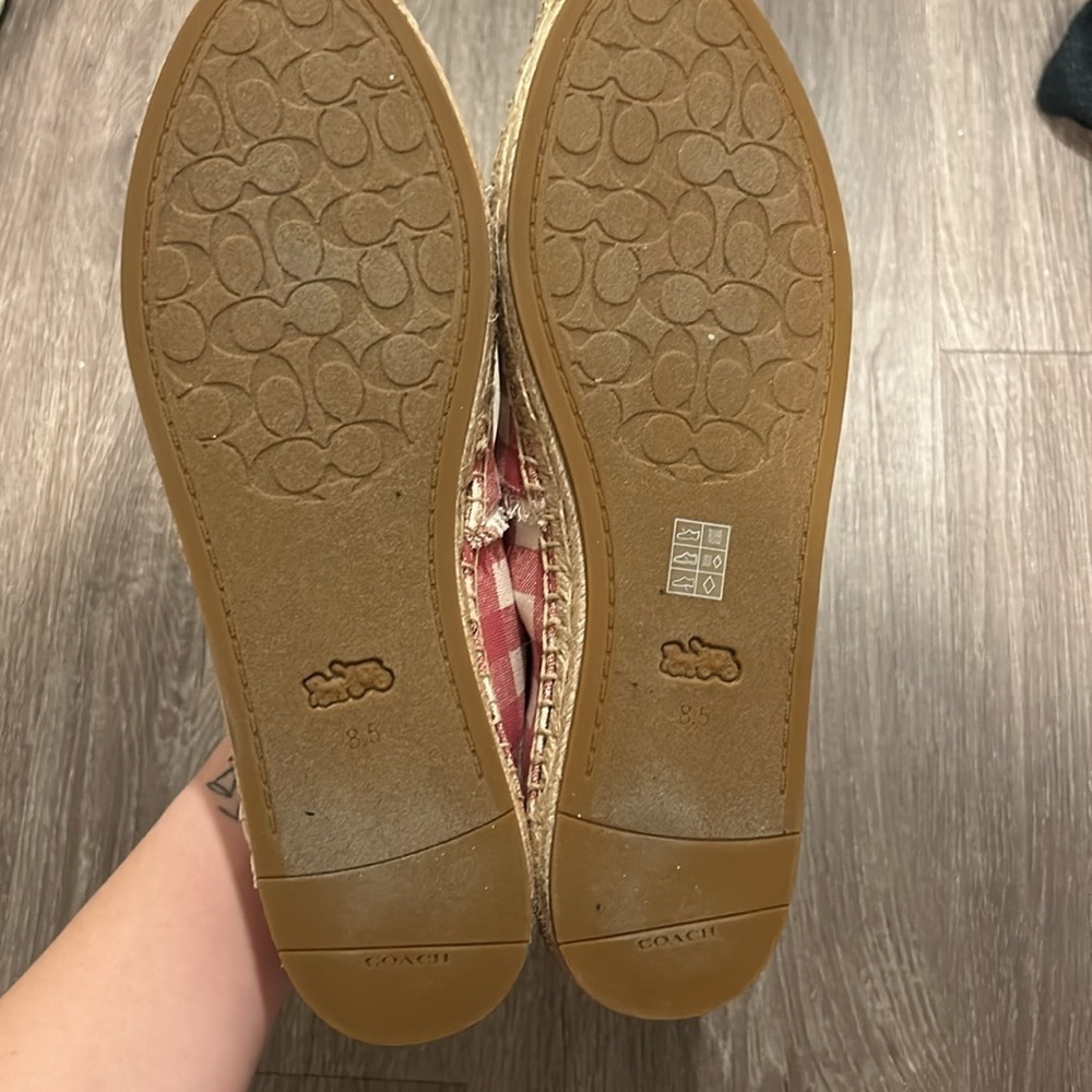 Coach Celina Espadrille Pink Gingham Slip On Shoes Like New Size 8.5B - Picture 7 of 8